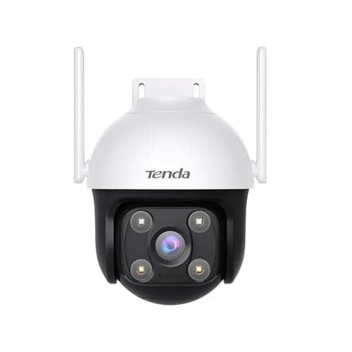 Image of Tenda 2.5K 360°Outdoor Security Camera - 4MP, Pan/Tilt,Color Night Vision with 4 Spotlights, Dual WiFi Antennas, AI Human & Vieche Detection, 2-Way Audio, Alexa, Plug-in Security Camera Outside(CH7)