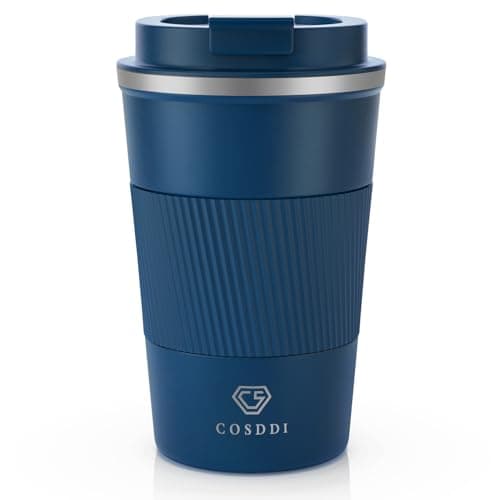 Image of CS COSDDI Travel Mugs, Insulated Coffee Cup with Leakproof Lid - Reusable Coffee Cups Travel - Car Coffee Cup - Stainless Steel Mug for Hot and Cold Coffee