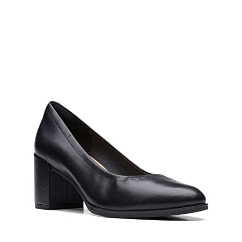Image of Clarks Women's Freva55 Court Pump, Black Black Leather, 5.5 UK