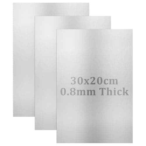 Image of SENENQU 3 Pack 300 x 200mm / 12 x 8 Inch Stainless Steel Sheets, 0.8mm Thick Stainless Steel Plates, Metal Sheets Shim Plates for Kitchen DIY Craft Making