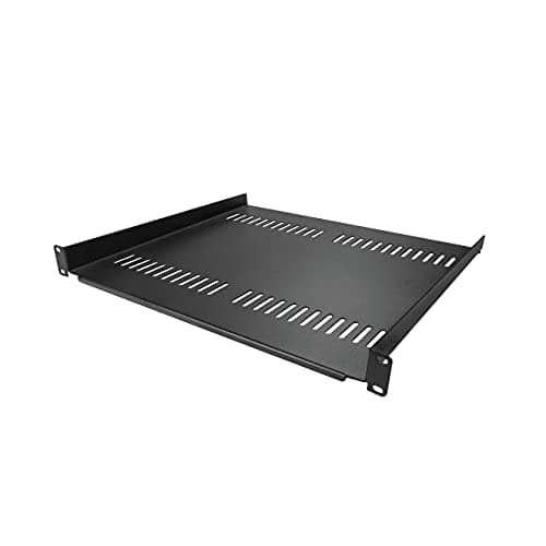 Image of StarTech.com 1U Server Rack Shelf - Universal Vented Rack Mount Cantilever Tray for 19" Network Equipment Rack & Cabinet - Heavy Duty Steel - Weight Capacity 44lb/20kg - 16" Deep Shelf (CABSHELF116V)