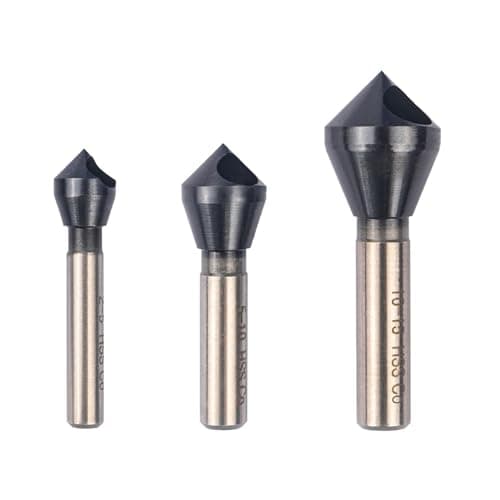 Image of OIENNI Countersink Chamfer, M35 High-Speed Steel Cobalt Single-End Countersink Drill Bit, TiAlN Coated 82° Heavy-Duty Chamfer Tool for Metal, Stainless Steel, Copper, and Wood (3-Piece Set)