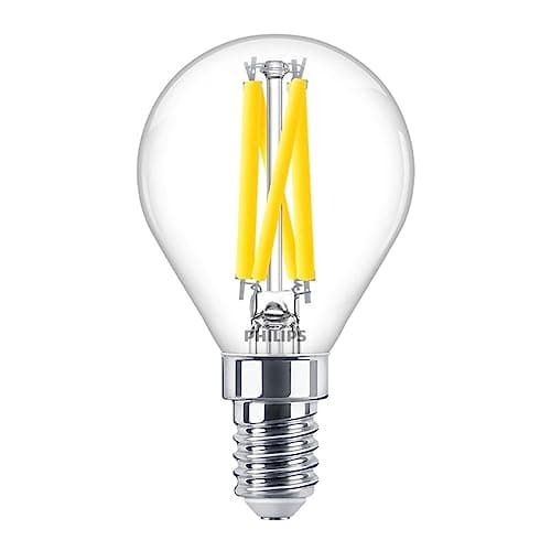 Image of Philips Master LED E14 GolfBall Filament Clear 3.4W 470lm Dimmable – Dim to Warm 2200K–2700K, CRI 90+, Best Color Rendering, 40W Incandescent Replacement, Decorative LED Bulb
