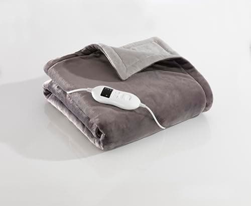 Image of Daewoo Dreamz Heated Throw Blanket, 10 Hour Timer, 9 Heat Settings, Machine Washable, Detachable Controller, Soft Flannel Fur Fleece, Full Customizability And Comfort In A Luxurious Grey Two Tone