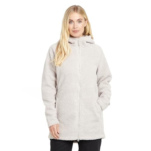 Image of Peter Storm Women’s Snug Longline Full Zip Fleece Jacket with Hood, Deep Snood Neck & 2 Hand Pockets, Comfortable, Warm & Cosy Midlayer Hoodie (UK, Numeric, 10, Regular, Regular, Beige)