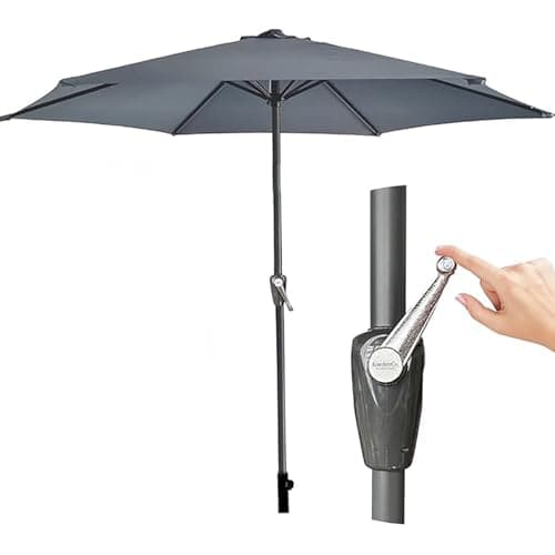 Image of GardenCo Outdoor 2m Parasol - Garden Outdoor Crank Up Parasol Umbrella - UV Rated 50-38mm Parasol Pole (Grey - No Tilt, 2m)