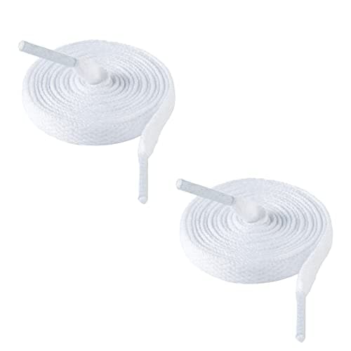 Image of CCSOFTIME 2 Pairs Flat White Trainers Shoe Laces, 8mm Wide ShoeLaces for Sneakers Sport Athletic Shoes,Durable Trainer Shoe Strings for Kids Adults Men Women,100CM