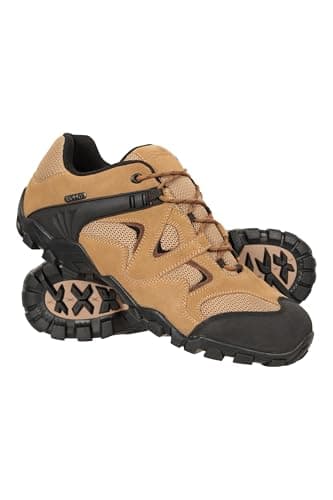 Image of Mountain Warehouse Curlews Mens Waterproof Walking Shoes - Quick Drying Hiking Boots, Suede & Mesh Outer Material Outdoor Shoes, Rubber Sole - Ideal for Everyday Use, Dark Beige, 10 UK