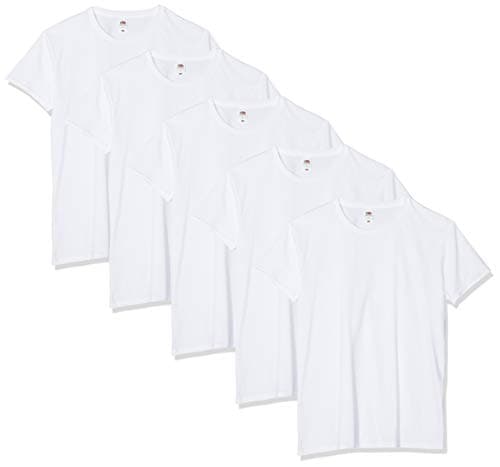 Image of Fruit of the Loom Men's Iconic, Lightweight Ringspun Tee, 5 Pack T-Shirt, White (White 30), XXXXX-Large (Size:5XL) (Pack of 5)