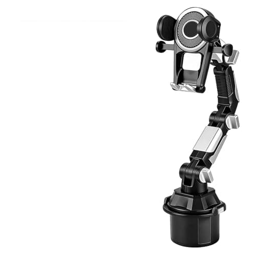 Image of YancLife Universal Car Phone Holder with 2 Cup Coaster, Adjustable Flexible Arm Car Cup Holder Phone Mount for Truck, Travel Accessories, Cradle Compatible with All Smartphones