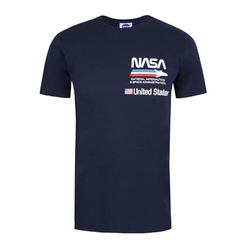 Image of NASA Men's Plane Aeronautics Regular Fit Crew Neck Short Sleeve T - Shirt, Blue (Navy Navy), Small (Manufacturer Size: Small)