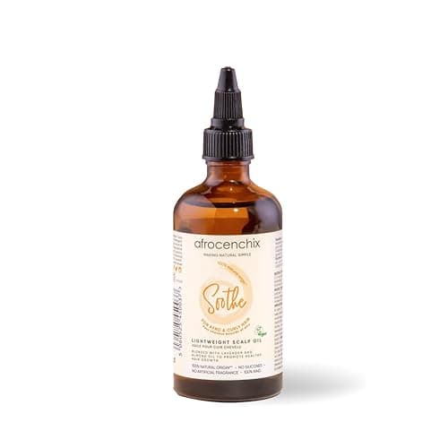 Image of Afrocenchix Soothe Lightweight & Soothing Scalp Oil, with eucalyptus, lavender & jojoba oil extracts to Relieve Itch, Reduce Flakes, Calm Irritation, & Balance Moisture to Dry & Itchy Scalps, 100 ml