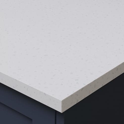 Image of Bushboard Omega Sleek White Quartz Square Edge Laminate Kitchen Edging Strip 3000 x 28mm, Matching Quartz Effect Trim for Worktops and Breakfast Bars