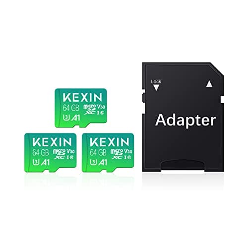 Image of KEXIN 3 Pack Micro SD Card 64GB MicroSDXC with SD Adapter, A1, U3, V30, C10 Micro SD Memory Card TF Card 4K Full HD Video Recording for Camera, Smartphone, Monitor, Drone, Dash Cam, Gopro Green