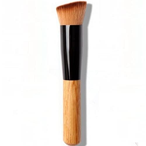 Image of LyDia® Flat Angled Wooden Handle Blusher/Face Powder/Liquid Foundation/Face Contour Makeup Brush