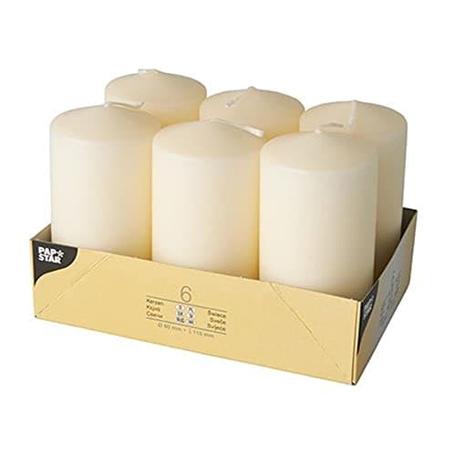 Image of Papstar 17991 Pillar Candles Set of 6 (Diameter 60 x 115 mm) Cream