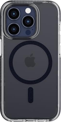 Image of Tech21 Evo Crystal for iPhone 15 Pro - Compatible with MagSafe - Impact Protection Case - Blue Titanium