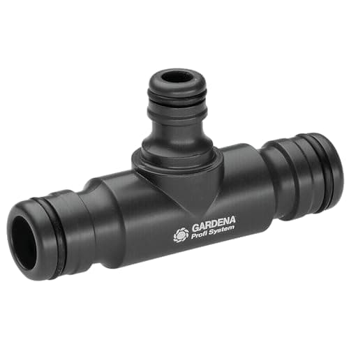 Image of Gardena Profi-System Tee: Transition Piece of Professional System on Original Gardena System for Higher Water Flow (2835-20), Black