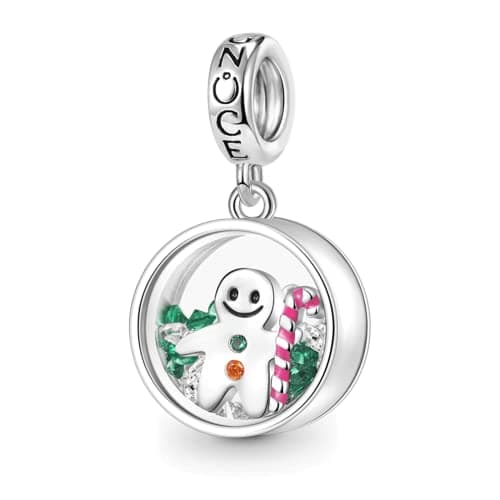 Image of GNOCE Christmas Gift Pendant Charm 925 Sterling Silver Dangle Charm Fit Bracelet/Necklace for Women Girls Wife Daughter (Gingerbread Man)