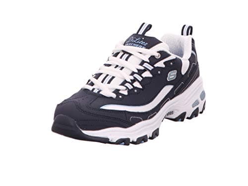 Image of Skechers Women's D'lites-biggest Fan Trainers, Navy Trubuck/ White Mesh/ Carolina Blue Trim, 6 UK