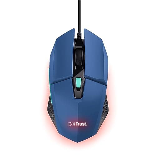 Image of Trust Gaming GXT 109B Felox Gaming Mouse with 6 Programmable Buttons, Advanced Software, Multicolour LED Lighting, 200-6400 DPI, 1.5m USB Cable, RGB Computer Mouse for PC, Laptop, Windows - Blue