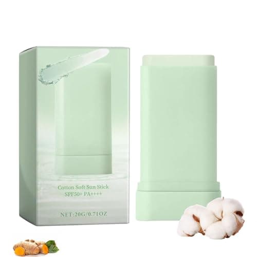 Image of Cotton Soft Sun Stick SPF50+ PA++++ with Centella and Hyaluronic Acid - Lightweight Moisturising Facial Sunscreen for Sensitive Skin, Portable Solid Stick for Daily Protection and Application
