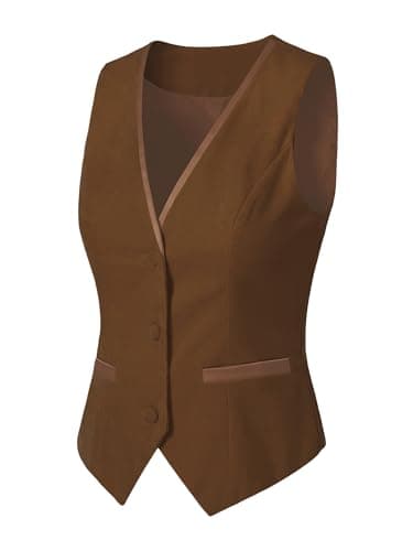 Image of Allegra K Waistcoat for Women's Steampunk Velvet Vintage 2025 Sleeveless Blazer Dressy Suit Vests Large Dark Brown