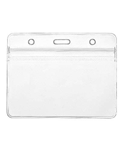 Image of CKB Ltd 100x EXPO Large Horizontal Clear ID Badge Card Plastic Pocket Holder Pouchs 11 x 9cm / Holds a Card 10 x 7cm