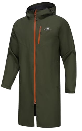 Image of NORDIC OUTLAND Rain Jacket Men,Waterproof Breathable Long Raincoat with Hood Mesh Lining,Windbreaker for outdoor activities (UK, Alpha, XXL, Regular, Regular, Army Green)