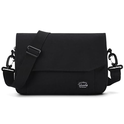 Image of VASCHY Messenger Bag for Men, Medium Lightweight Classic Shoulder Bag Casual Crossbody Satchel Courier Handbag for Work,Black