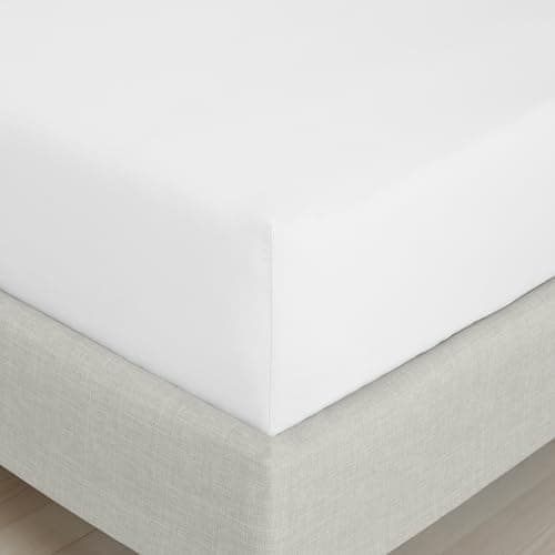 Image of Bianca Fine Linens Bedroom 200 Thread Count Cotton Percale Double Fitted Sheet 32cm Depth White