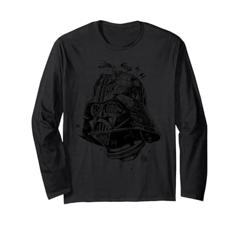 Image of Star Wars Darth Vader Death Star Long Sleeve T-Shirt, Adult Unisex, Black, Large