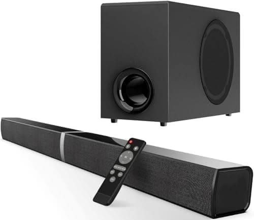 Image of GarageRock 2.1ch Soundbar with Subwoofer for TV, 120W 2-in-1 Sound Bar Surround Sound System with Wired Subwoofer, Sound Bar for TV with Deep Bass&Volume Boost&3 EQ Mode, Bluetooth 5.3/ARC/OPT/AUX