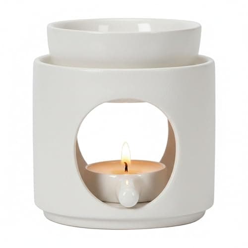 Image of Eclove Wax Melt Ceramic Oil Burner – Essential Aroma Diffuser with Tealight Holder for Home & Bedroom Decor - Perfect Aromatherapy Wax Burner (White)