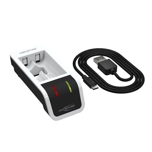 Image of ANSMANN Comfort Mini AA & AAA Battery Charger For NiMH NiCd Rechargeable Batteries | Quick Charging with Rapid Capacity Testing |Incl 1m USB Cable - 3 Yr Warranty