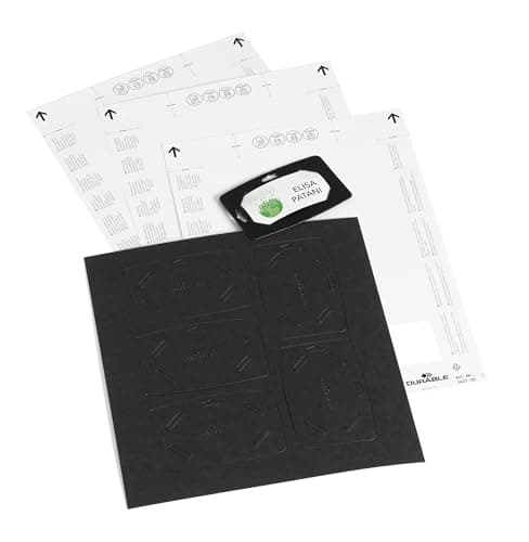 Image of Durable Name Badge 40x75mm - Made of Recycled Paper and 100 Percent Recyclable - with Euro Punching - Pack of 20 Name Tags - Inserts Included