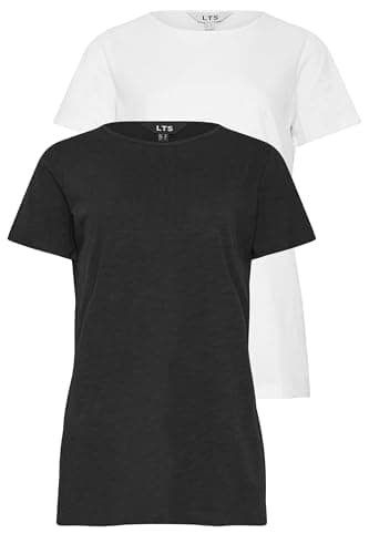 Image of Long Tall Sally - LTS Tall 2 Pack & White Stripe Short Sleeve Cotton T-Shirts - Women's