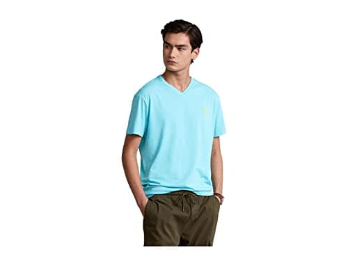 Image of POLO RALPH LAUREN Men's V Neck Classic Fit Tee Shirt, Blue 2, S