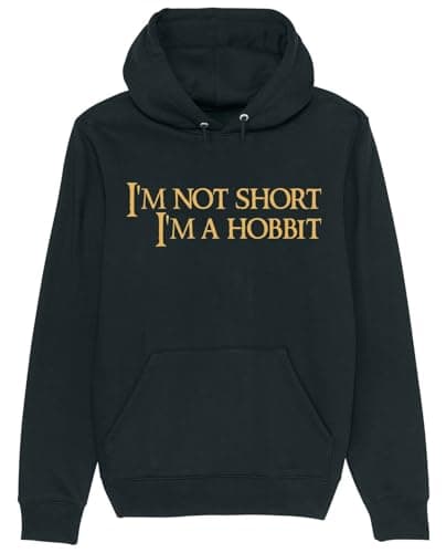 Image of Corporate Togs I'm Not Short I'm A Hobbit Printed Hoodie - Lord Rings LOTR Fan Gift Idea, Pullover Hoodie, Regular Fit, Long Sleeves Hoodie | For Men and Women Black