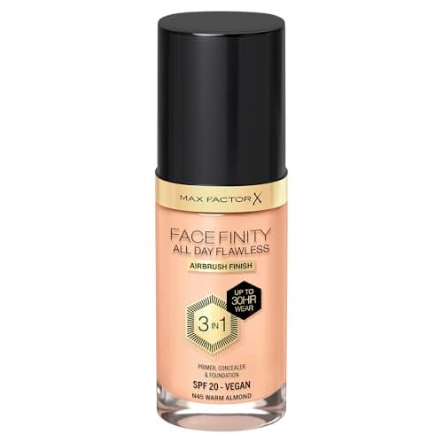 Image of Max Factor All Day Flawless Foundation 45 Warm Almond 30ml