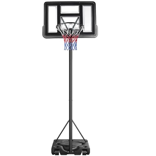 Image of Dripex Portable 10ft Basketball Backboard Hoop Net Set Professional Outdoor Basketball Stand with Wheels for Adults and Children,Adjustable High 2.3M-3.05M (Black Rim)