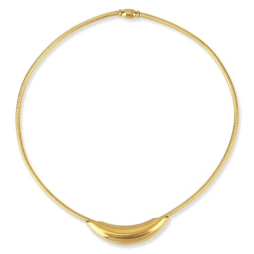 Image of Mikovivi Gold Curved Bar Tube Necklace, Stainless Steel Thick Statement Collar for Women Metal Snake Chain Necklaces Chunky Round Tube Jewelry Women Gifts
