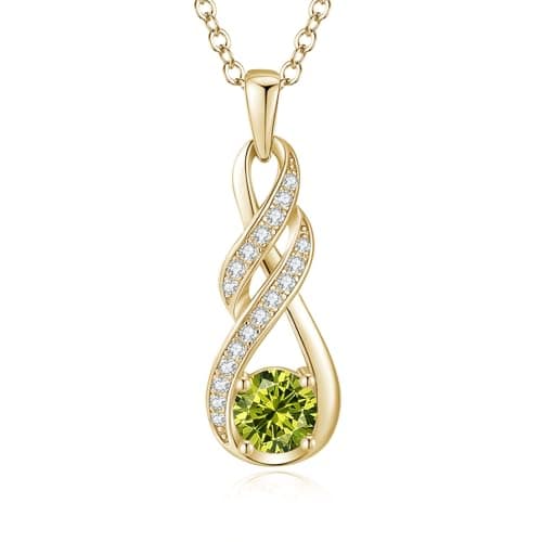 Image of LOCIBLO August Birthstone Necklaces for Women 925 Sterling Silver Infinity Pendant 18K Gold Plated Green Created Peridot Necklace Jewellery for Her, 16"+2"