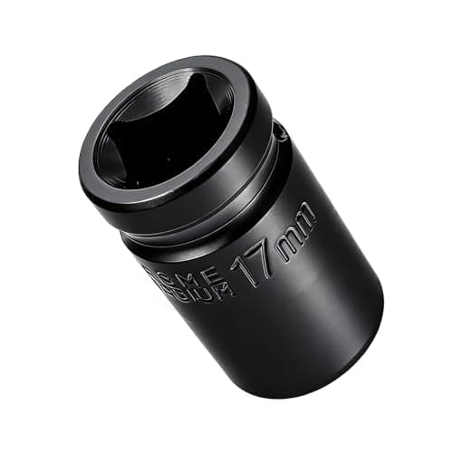 Image of Youzzei 1/2 Inch 17mm Impact Socket, 6 Point Shallow Metric Socket, Upgraded Electrophoretic Coating CR-V Steel 17mm Sockets 1/2" Drive for Car Repair Mechanical Maintenance Home Use