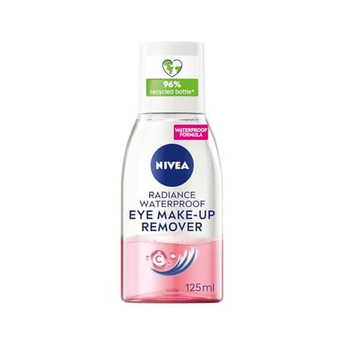 Image of NIVEA Waterproof Eye Make Up Remover Radiance (125ml), Effectively Removes Waterproof Mascara and Eye Makeup, Face Cleanser Enriched with Vitamin C to Energise and Brighten