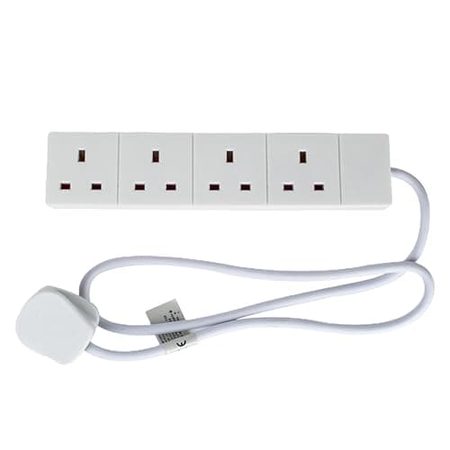 Image of STATUS Multi Plug Extension | 4 Socket Extension Cable | 1m Extension Lead | S4W1MS12 White