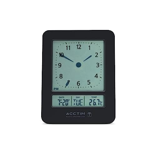 Image of Acctim Sinclair Digital Alarm Clock Radio Controlled Dual Couples Crescendo Alarm Date & Temperature Display Black