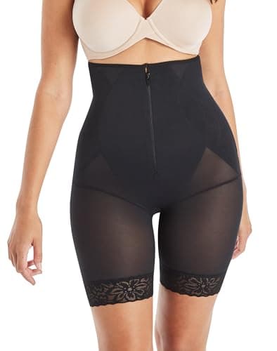 Image of Maidenform Women's Ultra Sculpts Fajas Colombianas, Ultra Firm High Waist Thigh Slimmer Shapewear, Black, S