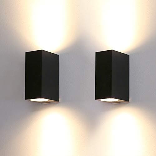 Image of HLFVLITE 2 X Black Outside Wall Light Aluminium Up Down Outdoor Wall lamp, GU10 Exterior Wall Sconce, IP44 Waterproof Garden Lights for Front Door, Patio, Terrace, Hallway, Garage, Porch