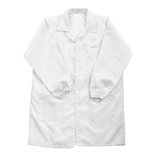 Image of sourcing map ESD Lab Coat Anti Static Clothing Science Jacket with Cuff Lapel Collar Wear Uniform Work for Men Women (White, S)